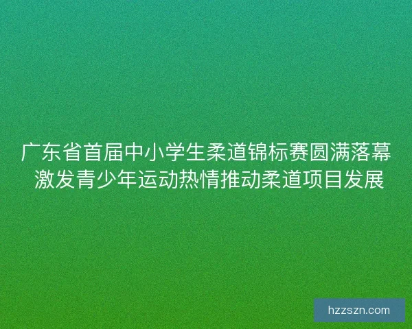 广东省首届中小学生柔道锦标赛圆满落幕 激发青少年运动热情推动柔道项目发展
